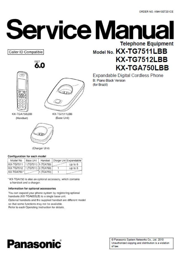 KX-TG7511LBB, KX-TG7512LBB, KX-TGA750LBB